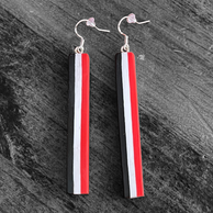 Polymer Clay - Red, White, Black long earrings
