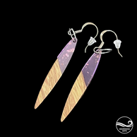 Purple Oval Wood & Resin Drop Earrings