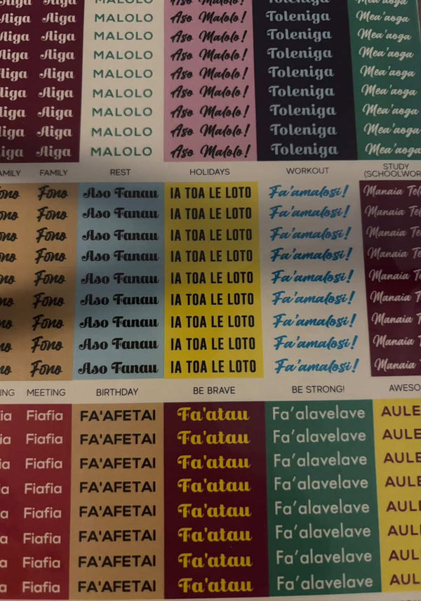 Samoan- Word Strips