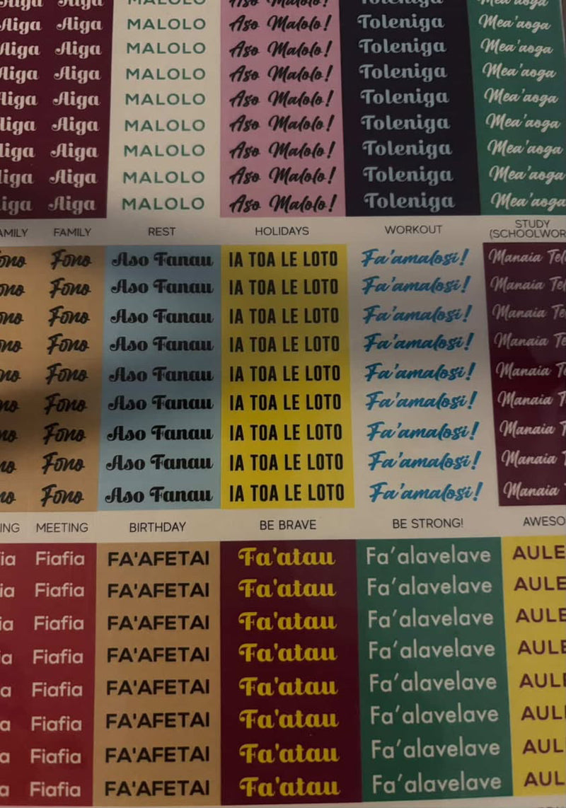 Samoan- Word Strips