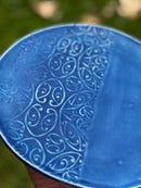 Handmade Ceramic Plate – Dark Blue (Bread Plate, Koru Design)