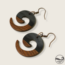 Black Koru Wood and Resin Earrings