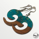 Paua Koru Wood and Resin Earrings