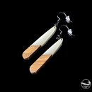 White Wood & Resin Rectangle Earrings