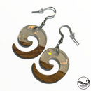White with flecks Koru Wood and Resin Earrings