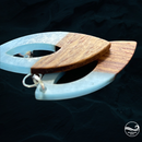 Blue Open Oval Wood & Resin Drop Earrings