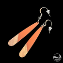 Orange Wood & Resin Hex Earrings
