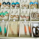 Blue Koru Wood and Resin Earrings